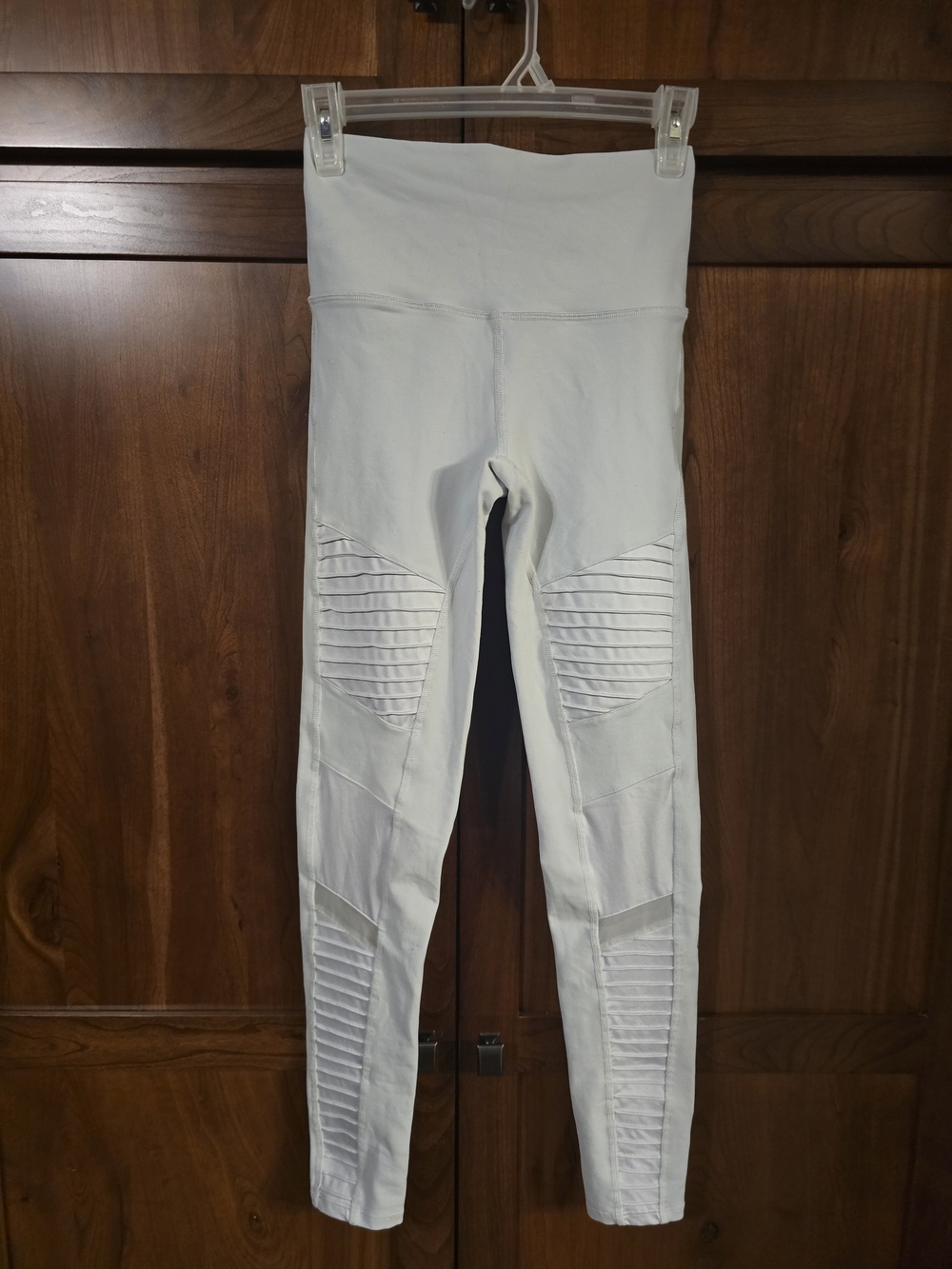 ALO Yoga White Ribbed Panel High-Waist Leggings